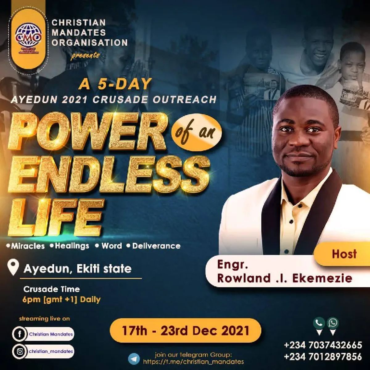 Power of an Endless Life flyer: a 5-day Ayedun 2021 crusade outreach, 17 to 23 December 2021, Ayedun, Ekiti State
