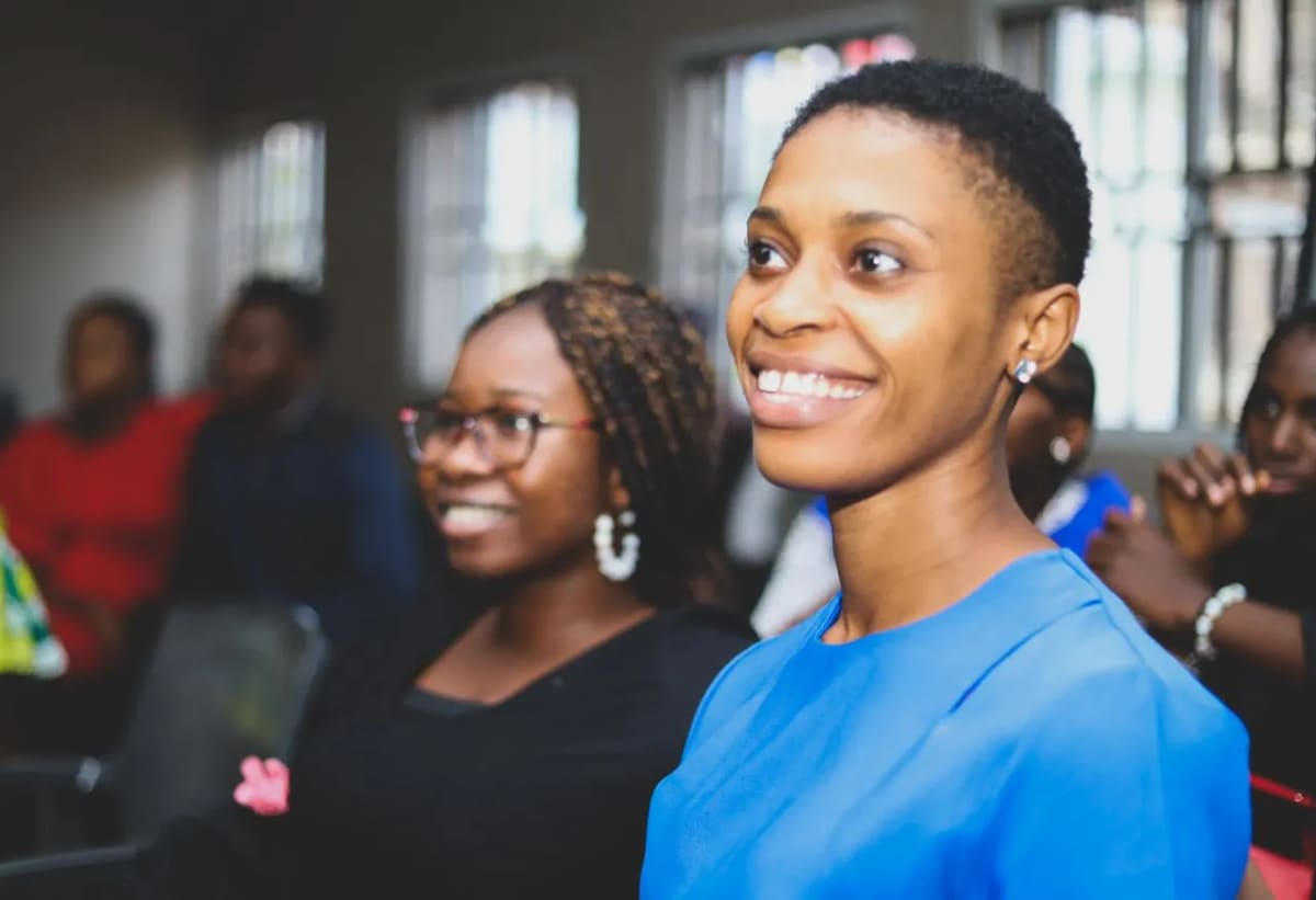 Participants smiling during a session