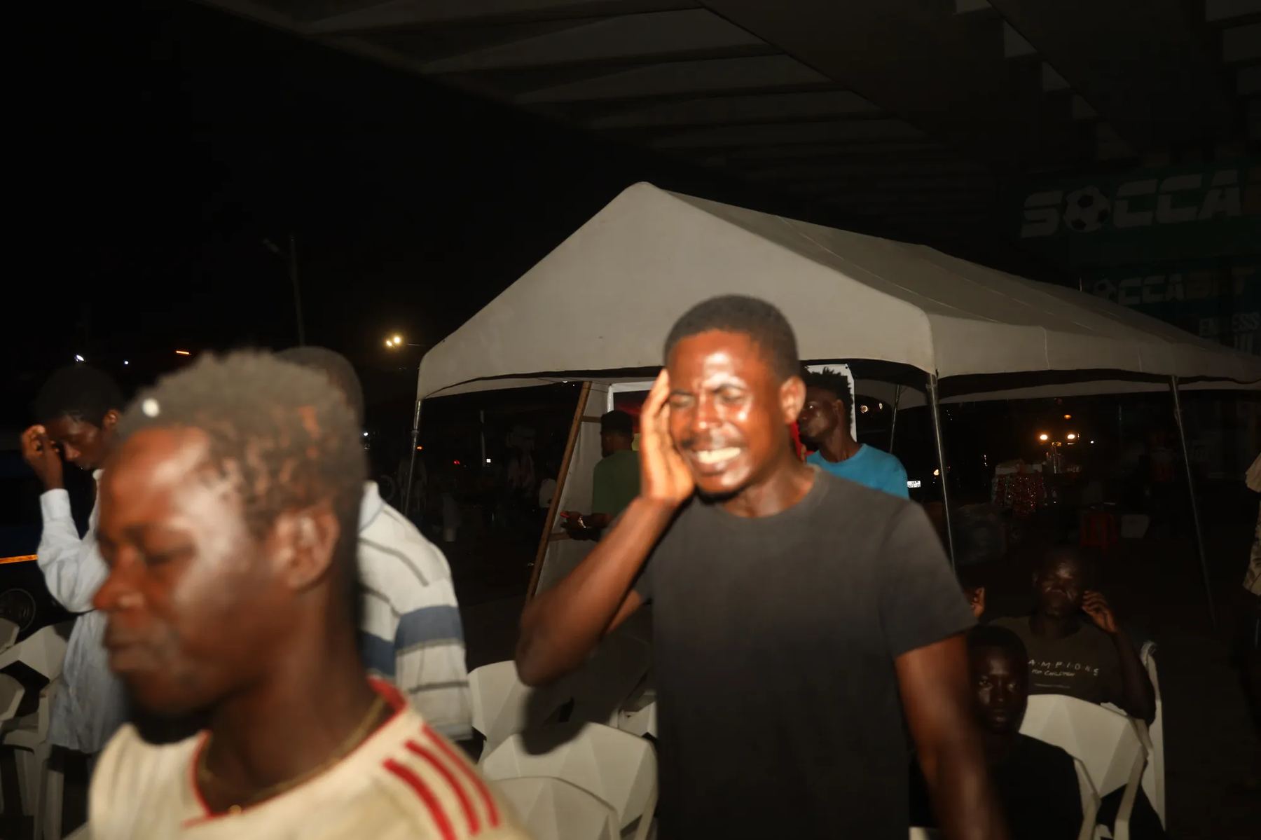 A man moved to tears during prayer at the evening meeting