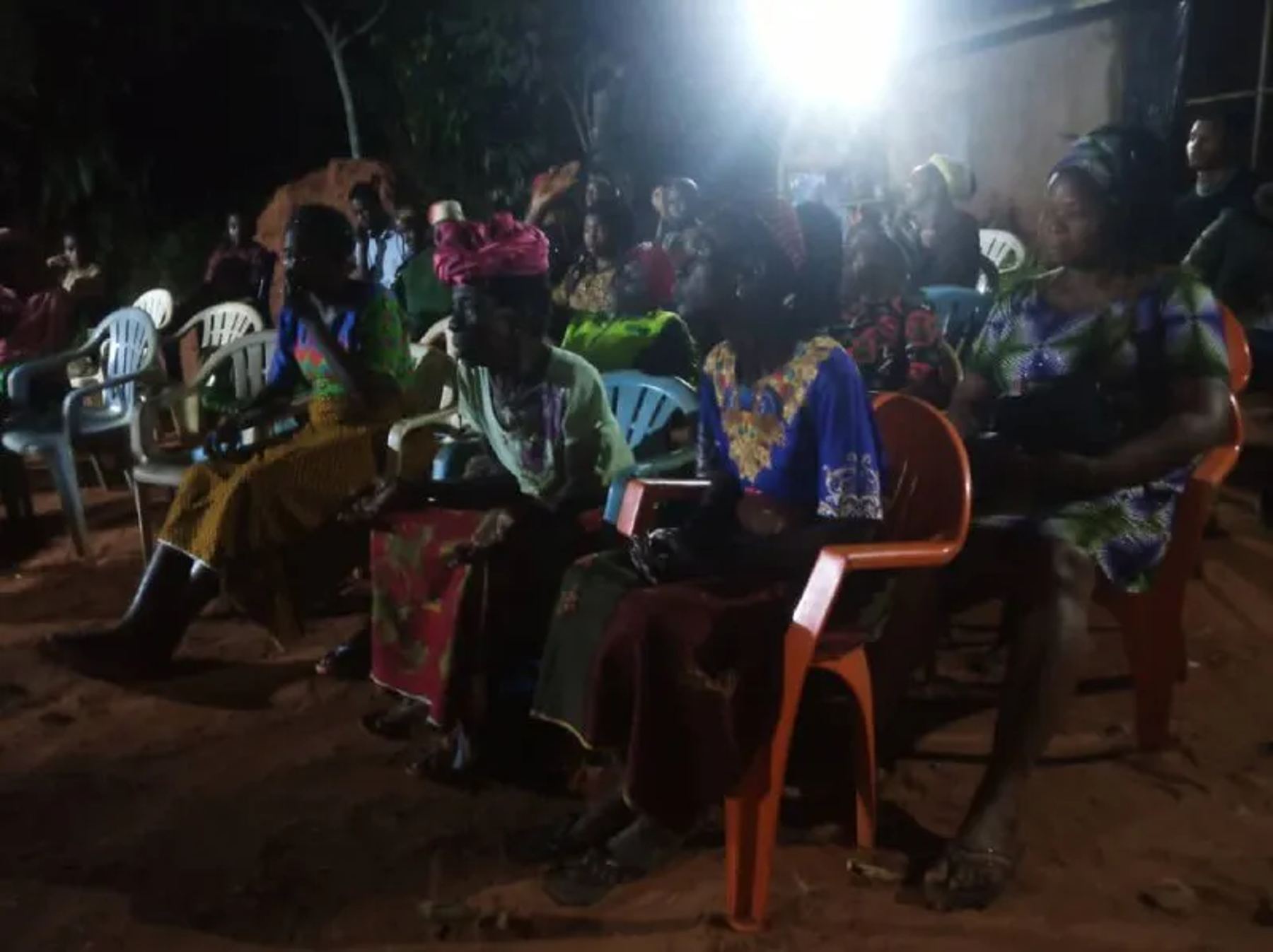 Women seated at the night outreach